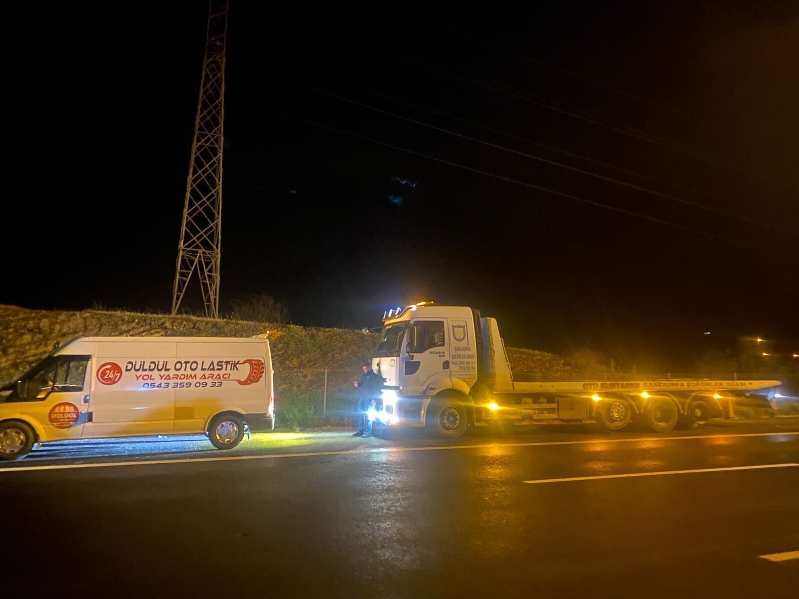 Gece otoyolda çekici ve yol yardım koordinasyonu